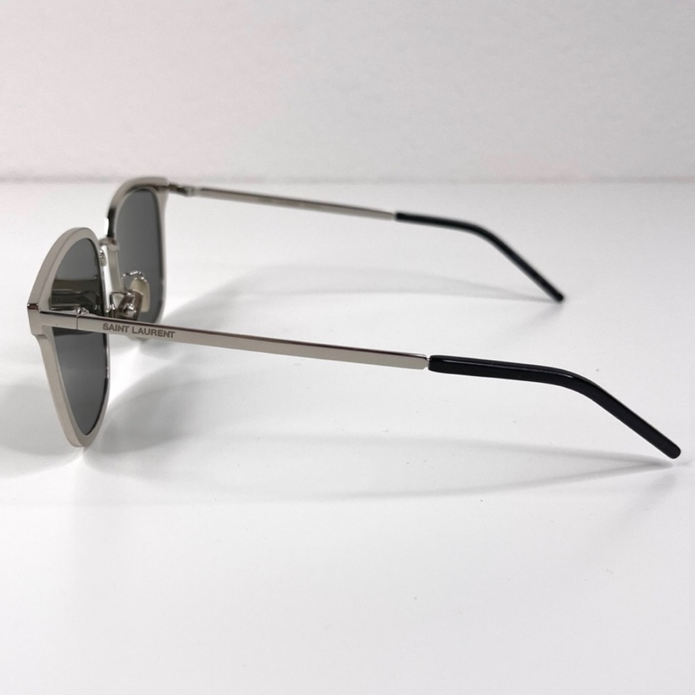 SAINT LAURENT SL 272/K Silver Grey Square Flat Sunglasses NEW - Picture 7 of 15